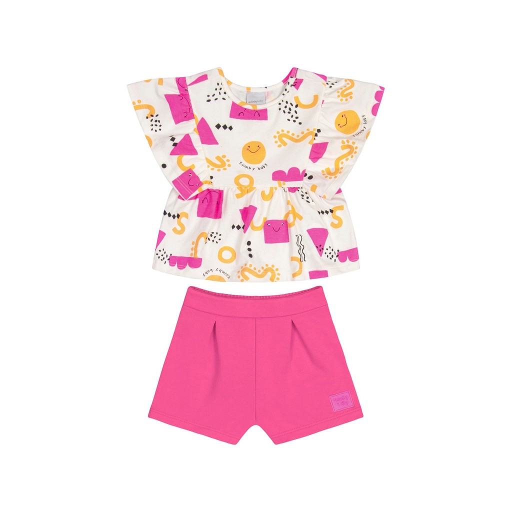 Conjunto com Bata e Short para Bebê Menina Quimby - Baby & Kids Fashion