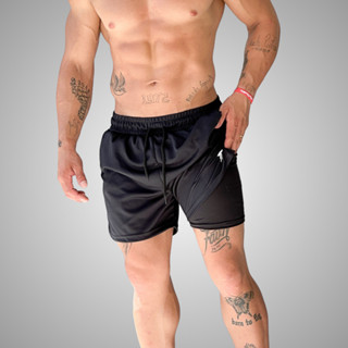 Bermuda Masculina 2 em 1 Térmica para Esportes em Oferta na Shopee