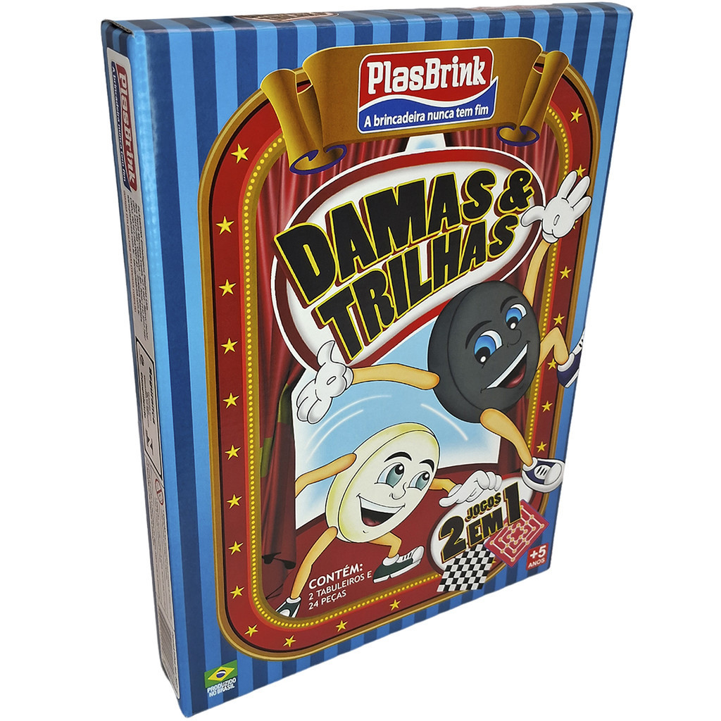 Jogo 2 Em 1 Damas E Trilhas Tabuleiro 24 Peças 5 Anos Infantil Brinquedo Crianças Plástico Plasbrink