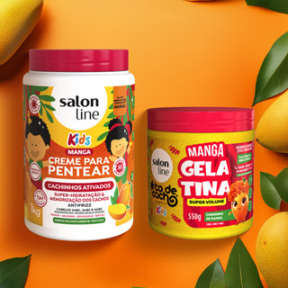 Kit Kids Manga Volume com Creme Cachinhos Ativados 1Kg e Gelatina Super Volume 550g Salon Line em Oferta na Shopee