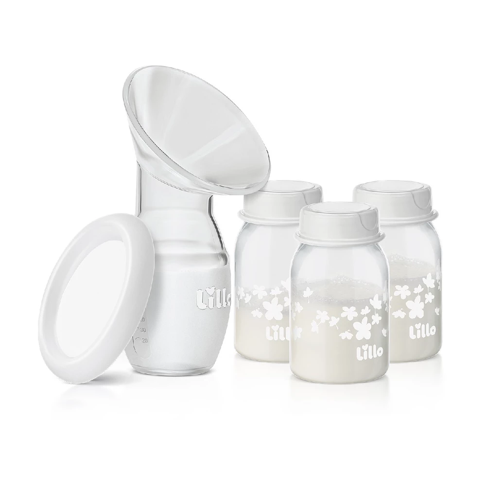 Bomba Coletora de Leite Materno com 3 frascos 120ml - Lillo