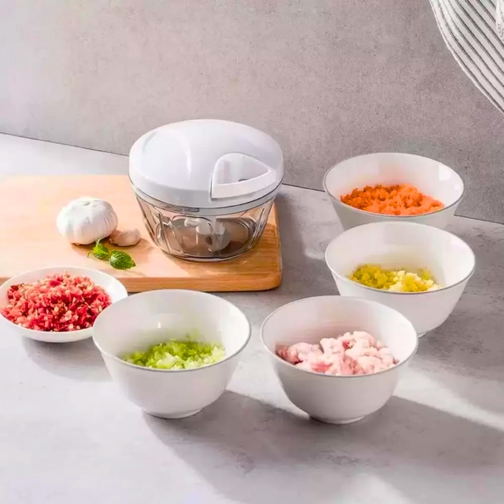 Triturador de Alho Manual Mini Processador Picador Fatiador Legumes Moedor - Home & Living