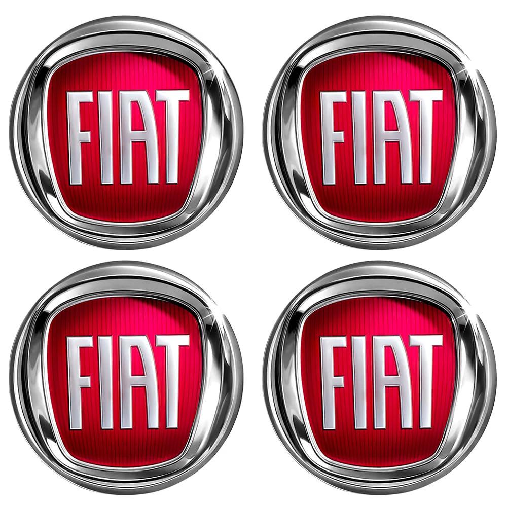 Jogo Emblema Calota Fiat 51MM Vermelho/Cromado O Estradão - Spare Parts and Accessories for Vehicles