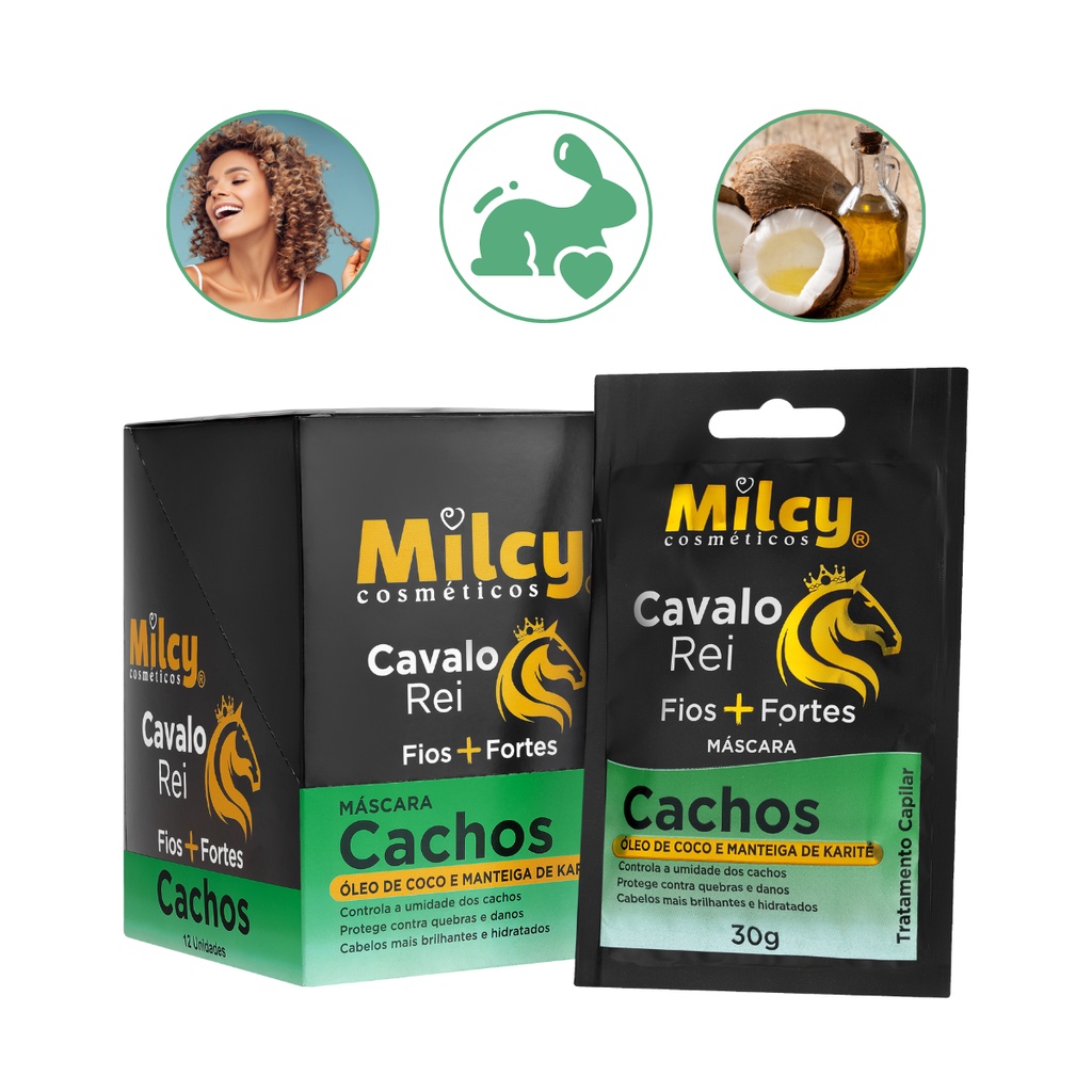 Mascara Capilar Cachos Oleo Coco Cavalo Rei Milcy 30g em Oferta na Shopee
