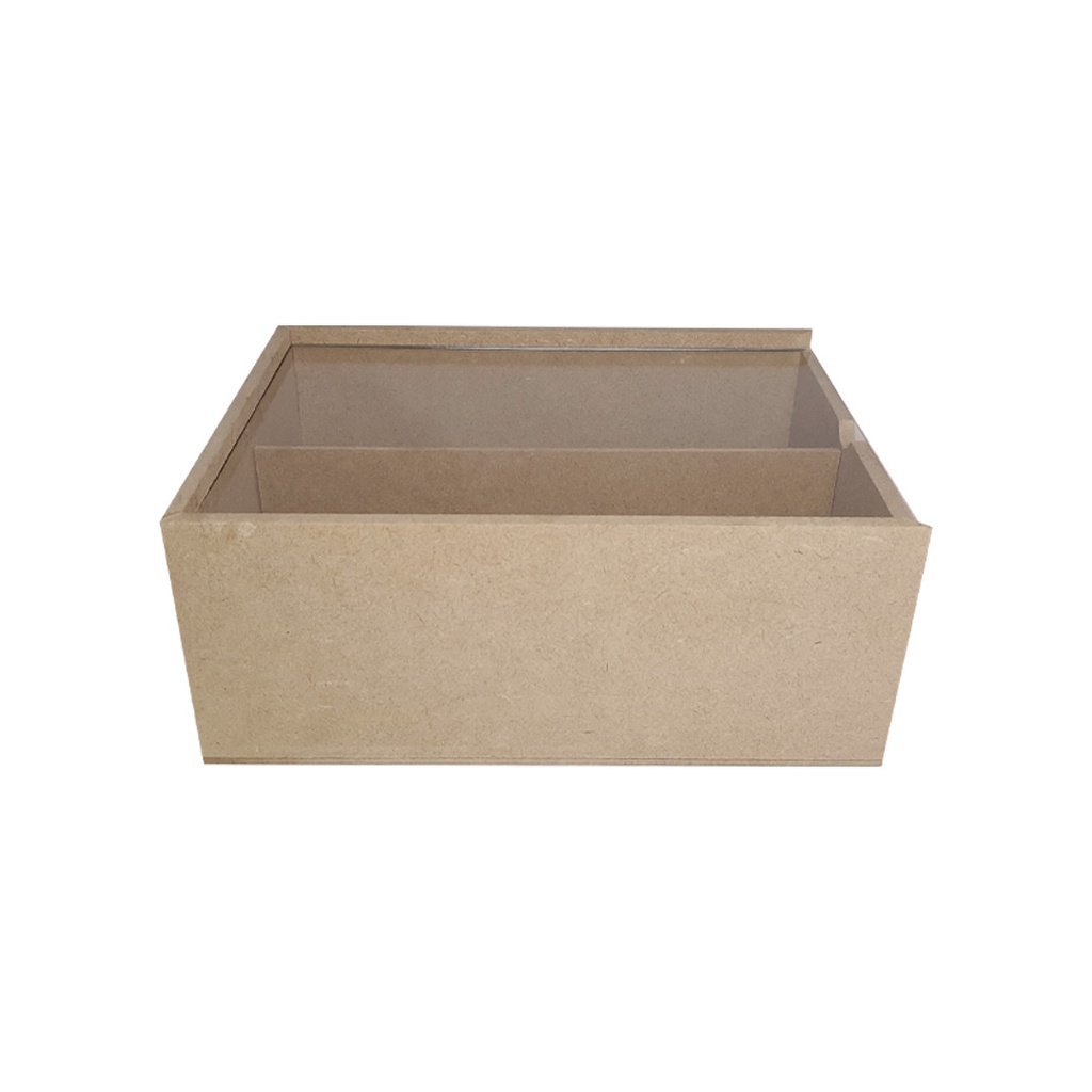 Caixa Estojo Retangular Tampa Acrílica para Mini Vinho com 1 Divisória 25x18x10 Mdf Madeira