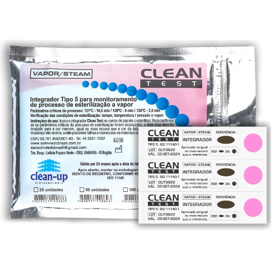 Integrador quimico Classe 5 em tira CLEAN TEST com 25 unid