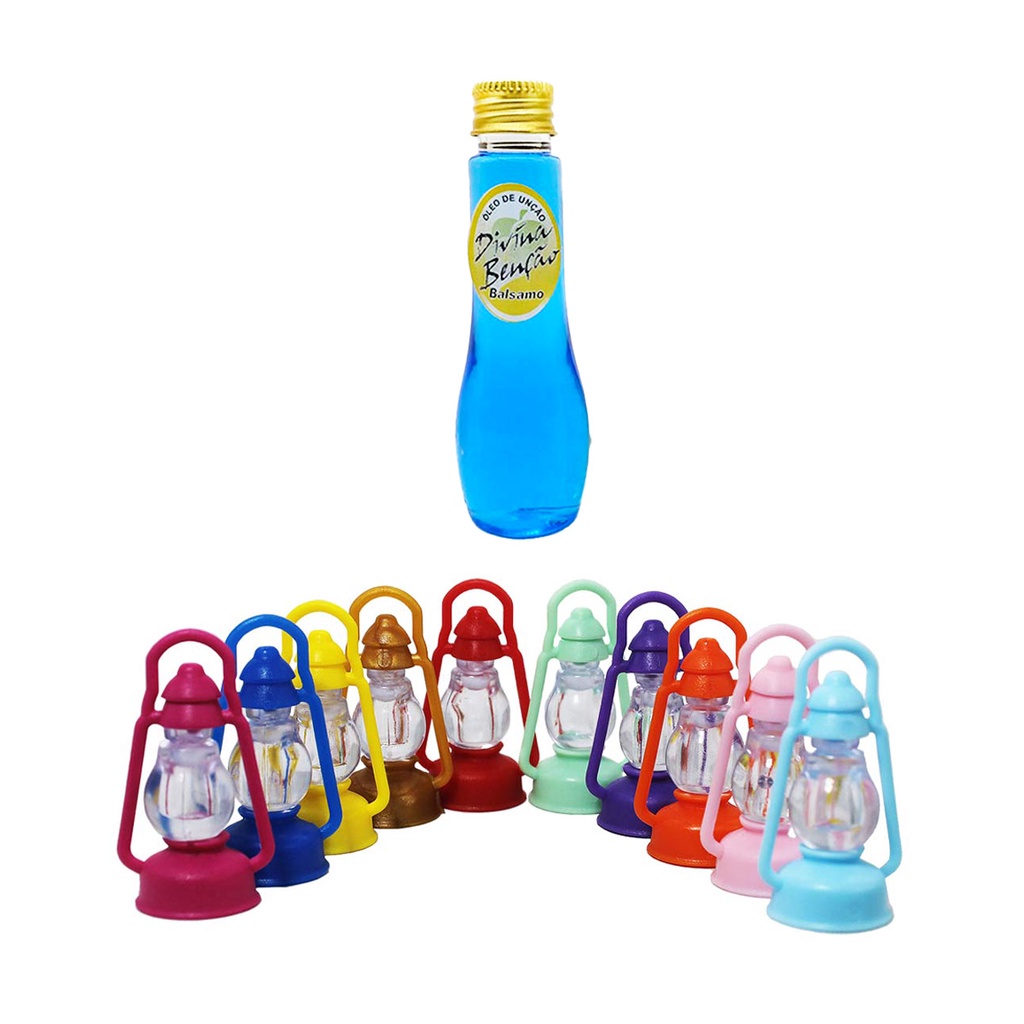 Kit 200 Lamparina Colorida Porta Óleo + Óleo Unção 60ml Bálsamo