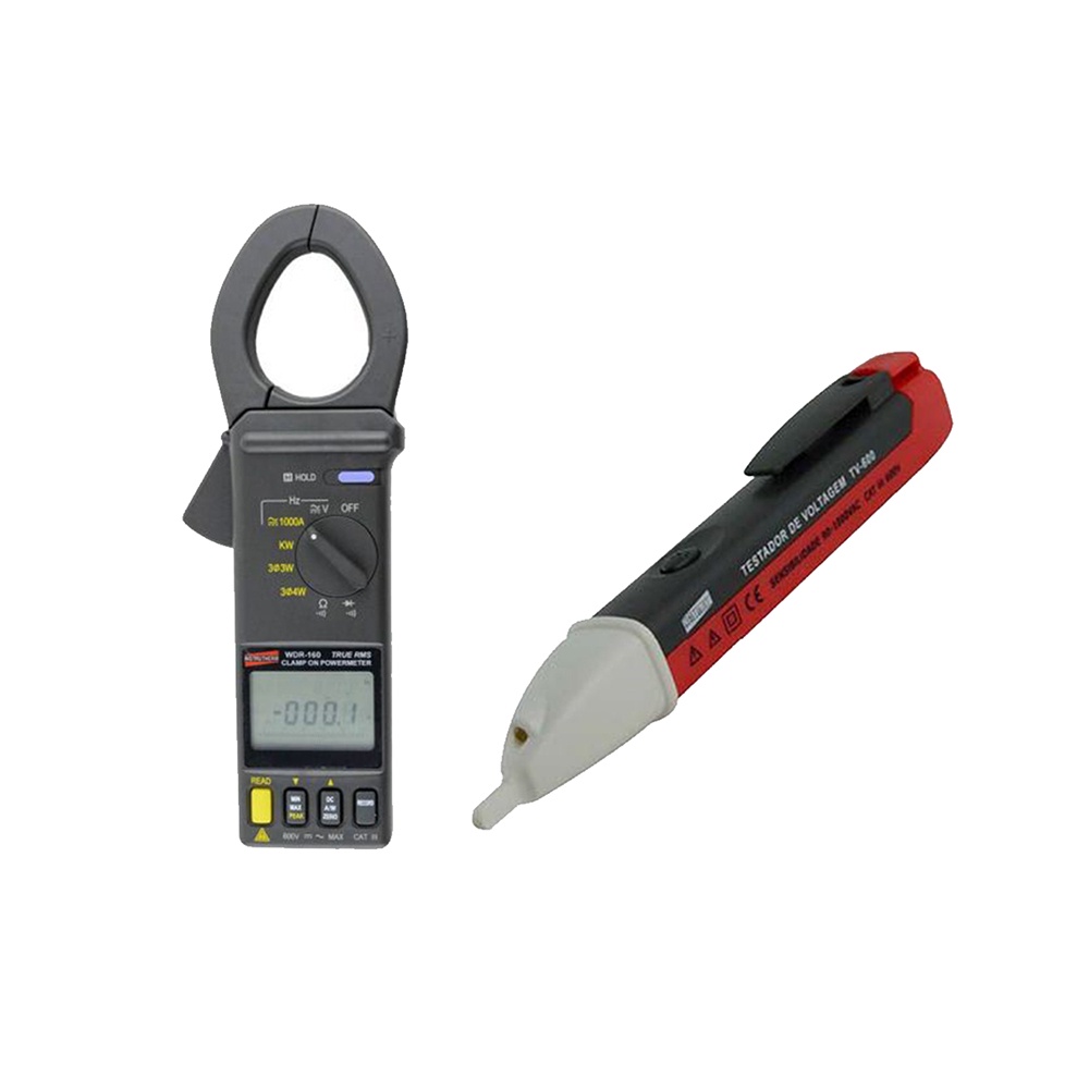 Kit Alicate Digital Multifunções True Rms Diodo Continuidade Wdr-160 Detector Tensão Portátil Tv-600