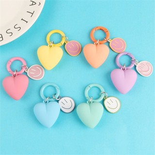 Macaron Coração Em Forma De Porta-Chaves Sweet Love Smiley Pendant Para Mulheres Mochila Feminina Ornamentos Moda Acessórios
