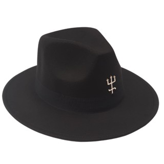 Chapeu Exu com Tridente Preto Feltro Umbanda Candomble