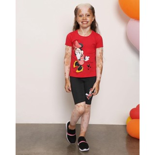 Bermuda Infantil Disney Estampa Minnie Ciclista Preta