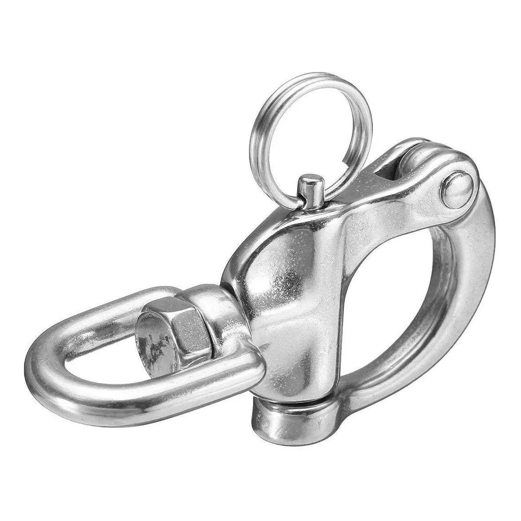 Mosquetão Gato Olhal Giratório Manilha 6mm Aço Inox 316