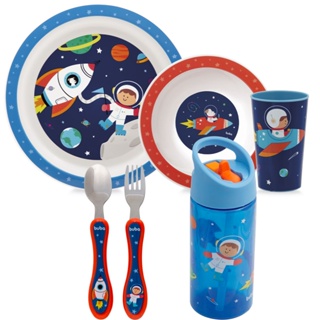 Kit Refeição Completo Aventuras Astronauta Prato Bowl Copo Talheres E Garrafinha Buba em Oferta na Shopee