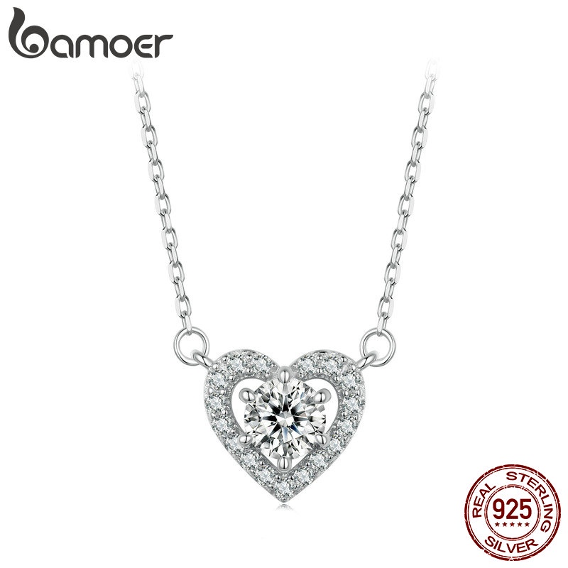 Colar De Fita Bamoer 925 Sterling 0.5CT Moissanita Jóias Em Forma De Coração Para Mulheres em Oferta na Shopee