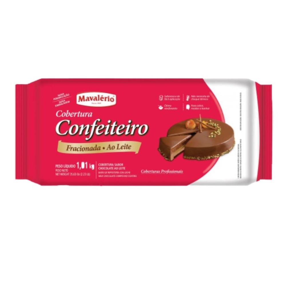 Cobertura Confeiteiro Mavalerio Barra 1,01kg Ao Leite