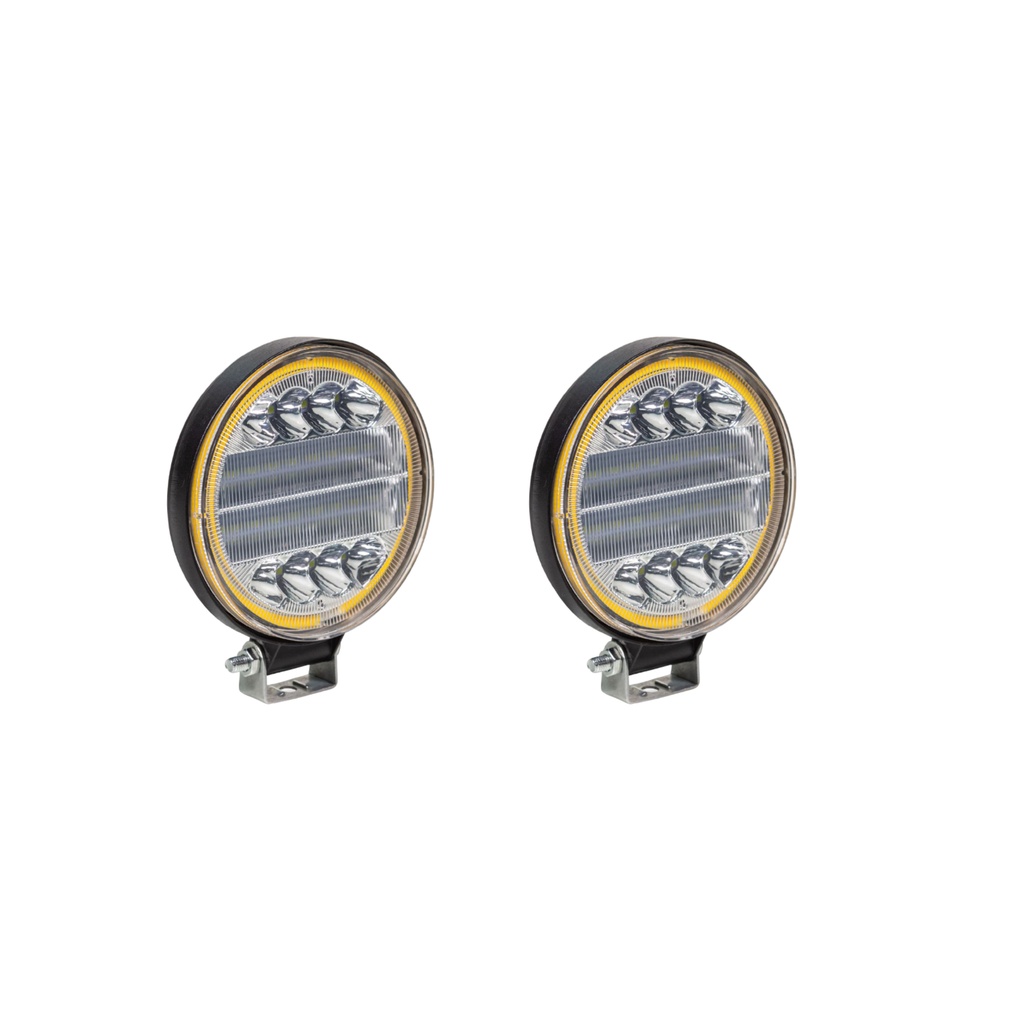 Par de Farol Auxiliar RD 24 LEDs + Angel Eyes 12/24v 6000K em Oferta na Shopee