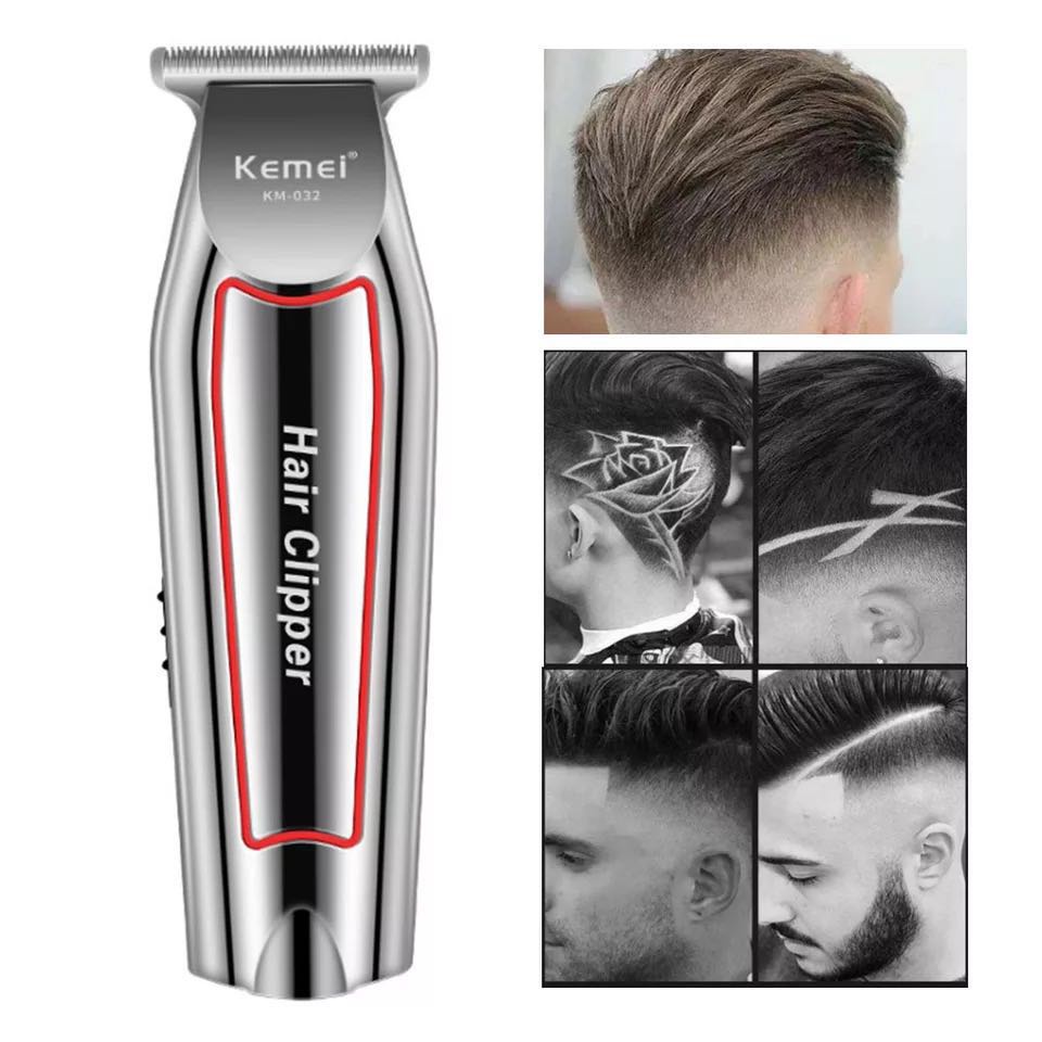 Máquina de acabamento cortar cabelo barba barbeador pezinho profissional recarregável original kemei KM-032