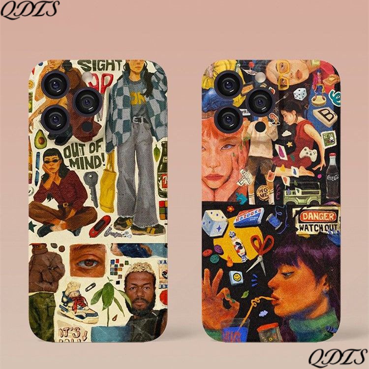 Moda Única Textura Americana Pintura A Óleo Capa De Telefone Dura Para iphone13max 14pro 7/8Plus 11/12/13/16Promax em Oferta na Shopee