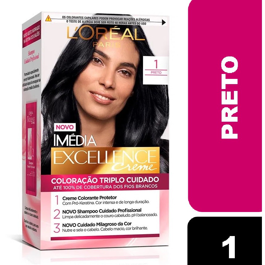 Coloração Imédia Excellence L'oreal Creme 1 PRETO