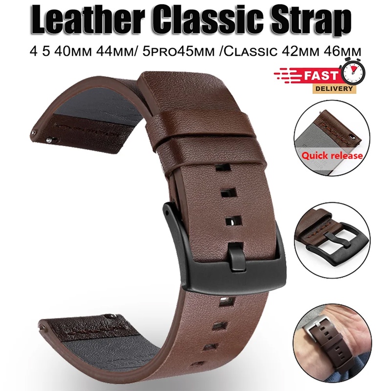 18/20/22/24mm Couro Genuíno Compatível Com Samsung Galaxy Watch 3 46mm 42mm Relógio6 5 4 40 44mm Huawei GT2 3 PRO em Oferta na Shopee