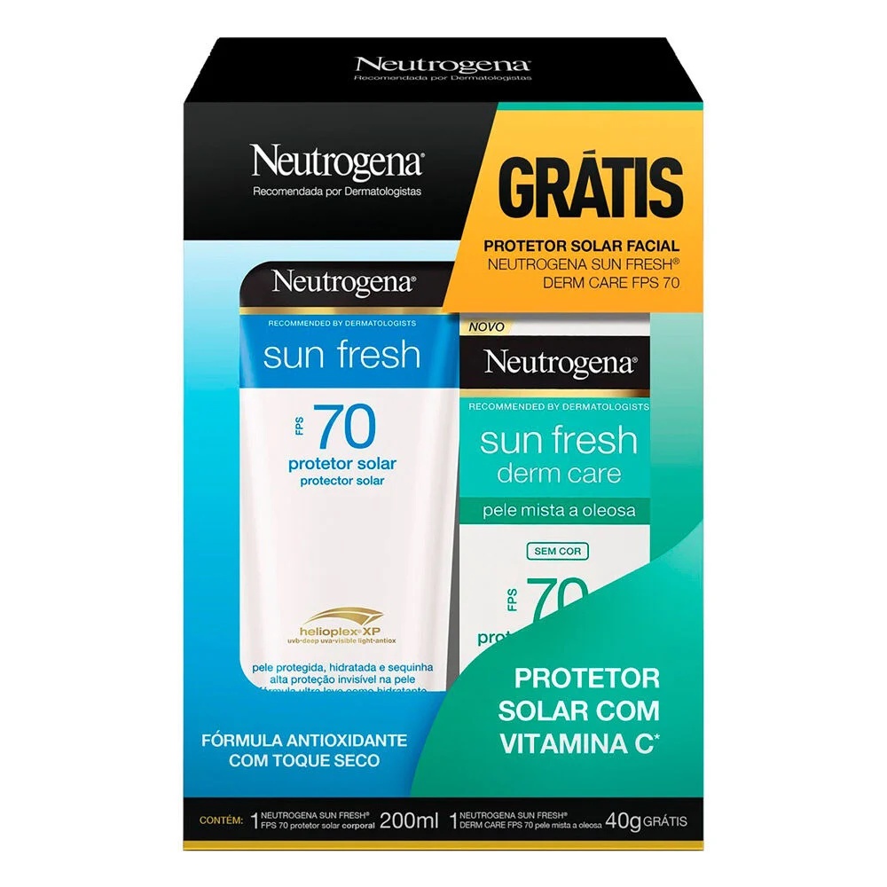 Kit Protetor Solar Neutrogena Sun Fresh FPS 70 200ml + Protetor Solar Facial Derm Care FPS 70 40g