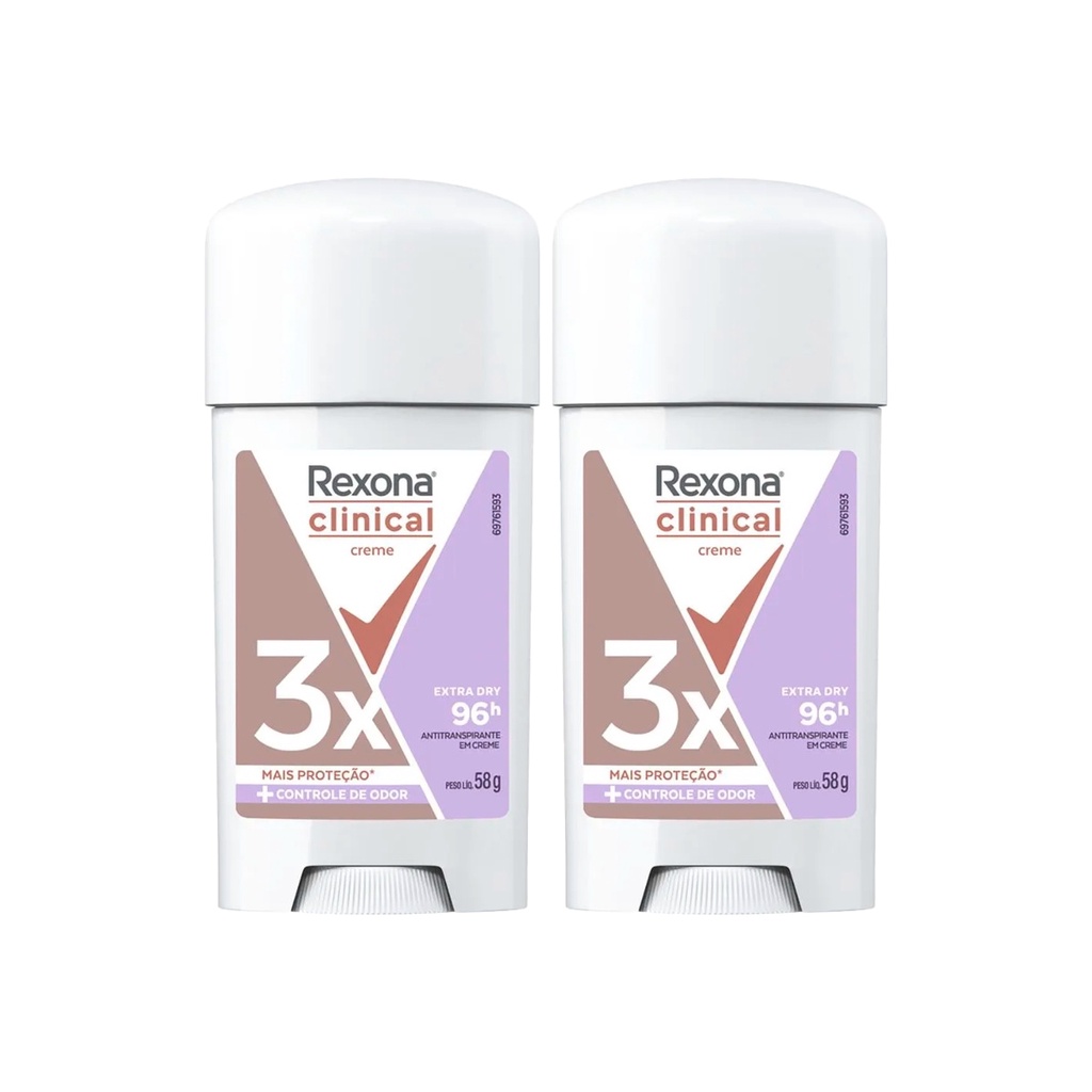 Desodorante Rexona Clinical Extra Dry Feminino 58g - Kit C/2 Unidades em Oferta na Shopee
