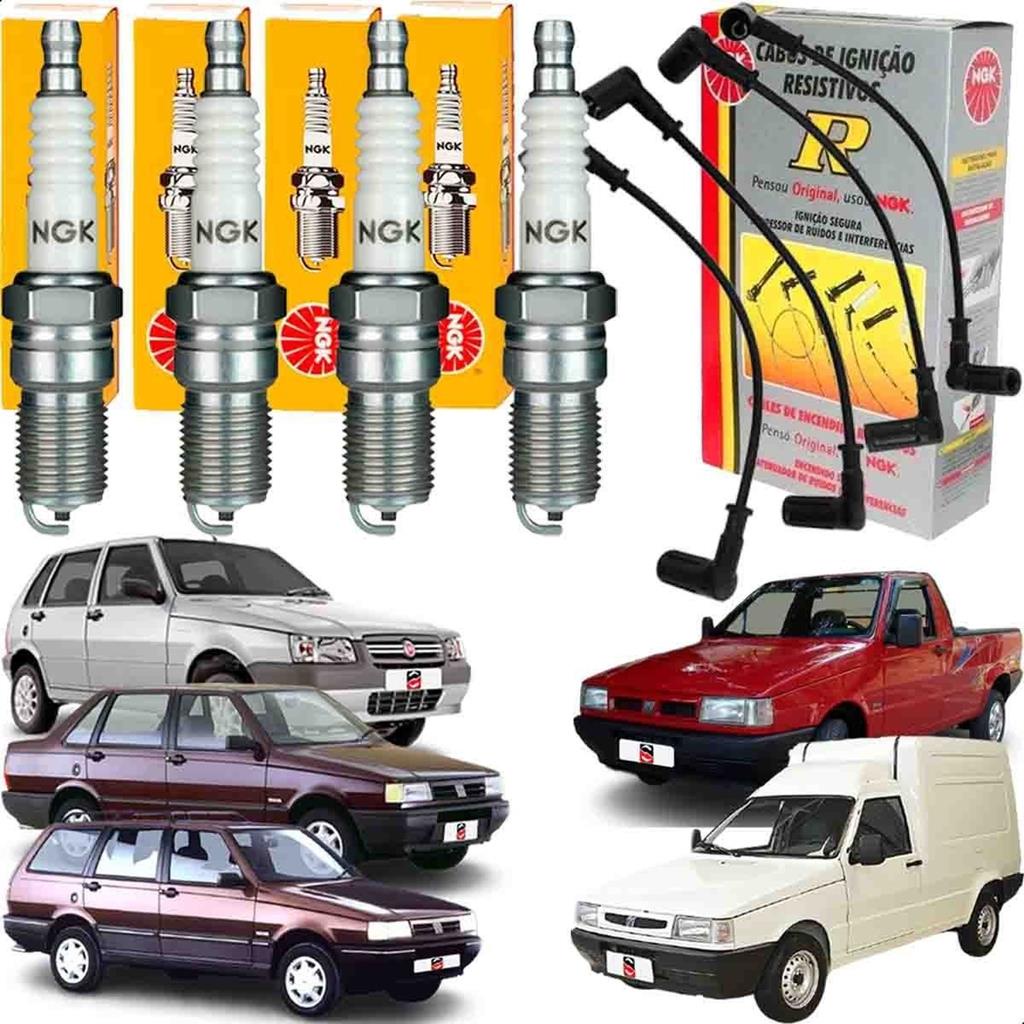 Kit Jogo De Cabos E Velas Ngk Elba Uno Premio Fiorino Fiasa em Oferta na Shopee