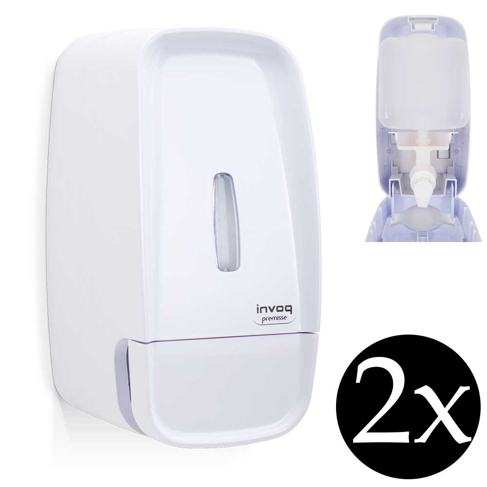 Kit 2 Saboneteira porta sabão dispenser álcool gel sabonete líquido Invoq Premisse com reservatório branca alco elevador bar escola academia