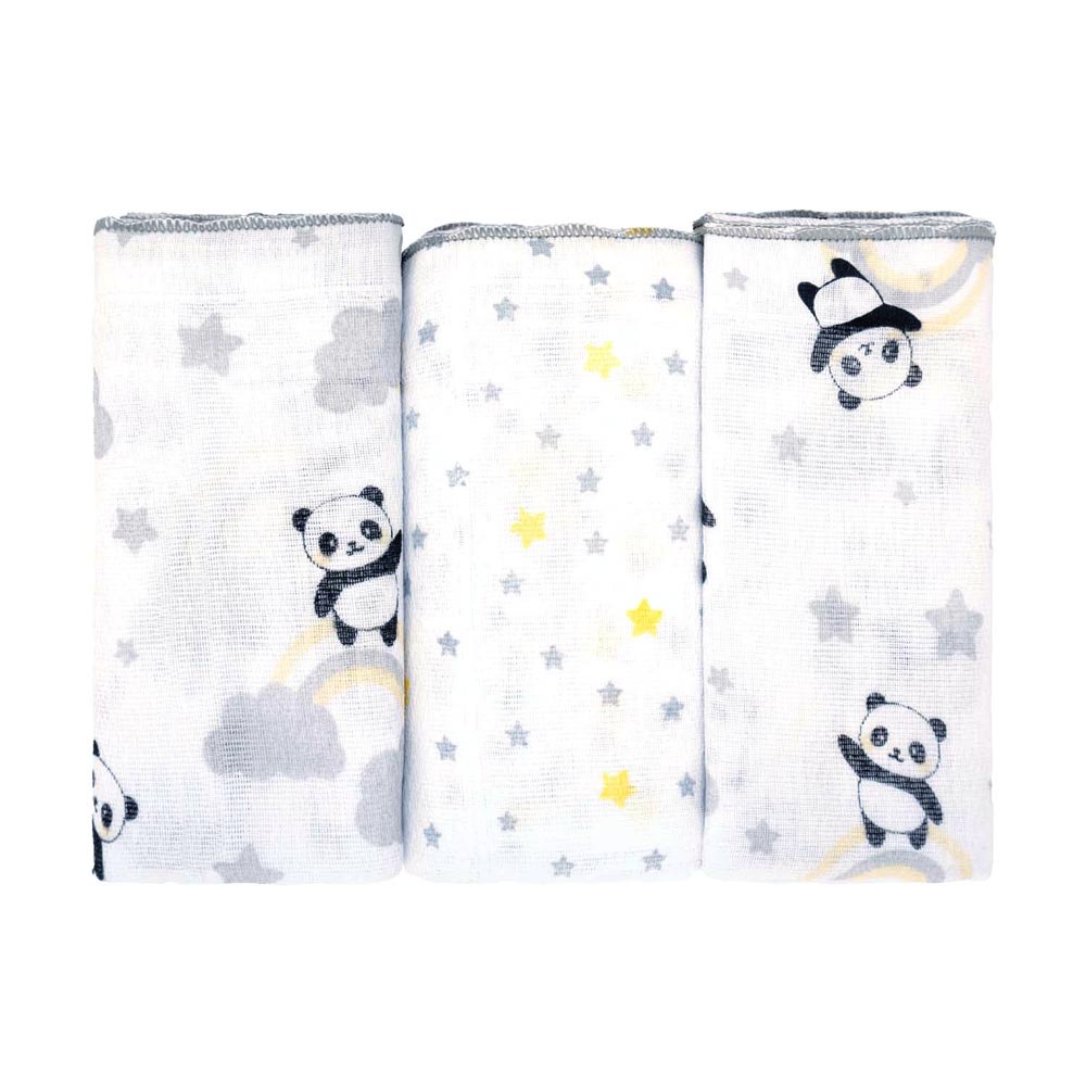 Pano de Boca Kit Com 3 Peças para Bebê Panda Soninho