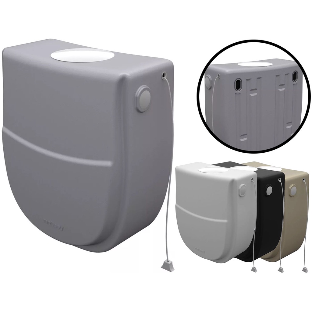 Caixa De Descarga Plástica Suspensa Inova Cinza Escuro Universal 6 A 9 Litros P/ Banheiro Vaso Sanitário Metasul