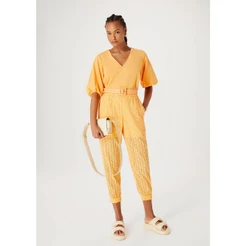 Calça Feminina Carrot Cintura Alta Em Laise Hering