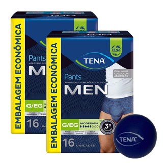 Kit 2 Cuecas Descartáveis Tena Pants Men G/EG com 16un + Bolinha Anti-Stress Men Tena