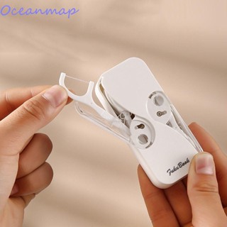 OCEANMAP Caixa De Armazenamento De Fio Dental Mini Portátil Com 12Pcs Organizador De Palitos De Dente Limpeza Oral Dentária Palito