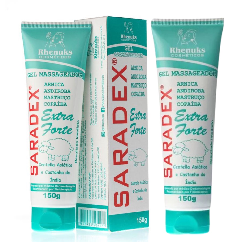 KIT C/ 3 unid. SARADEX EXTRA FORTE Alivio de dor - Pomada em Gel Massageador  - Rhenuks em Oferta na Shopee