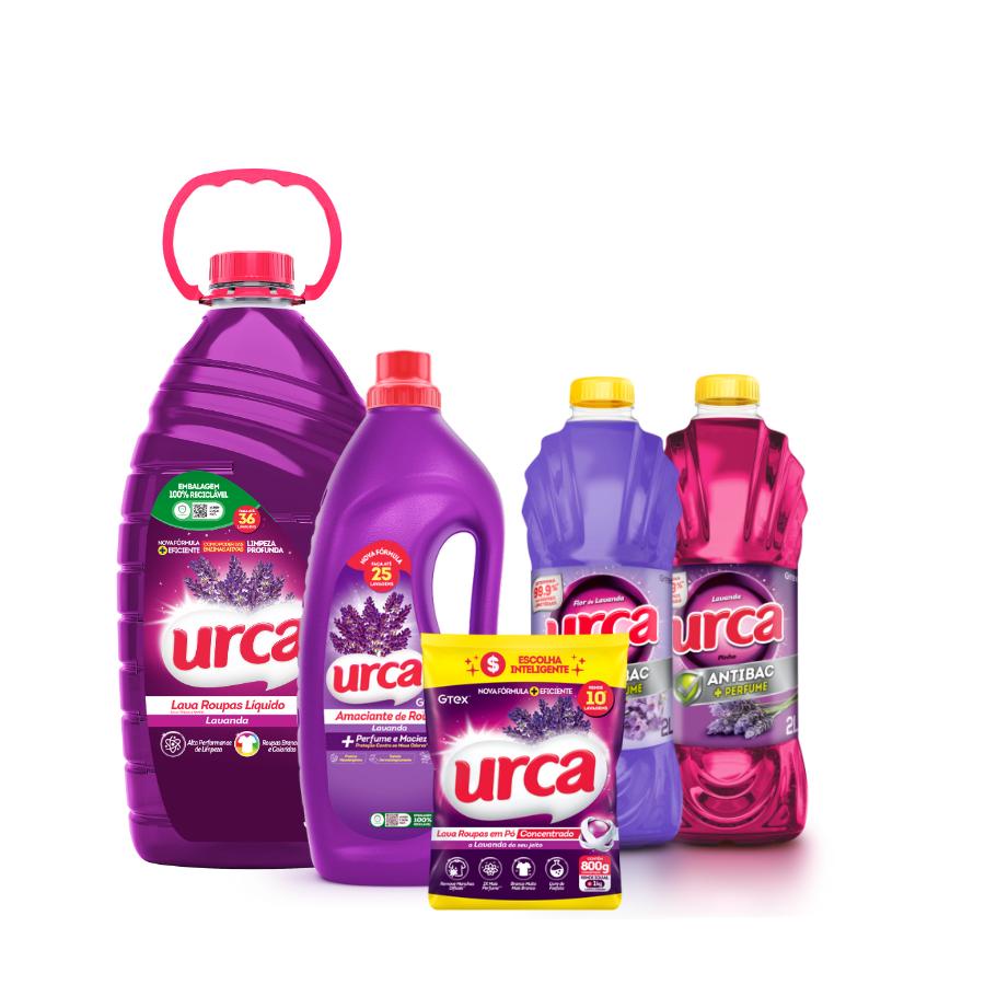 Kit Urca Lavanda - Lava Roupas Líquido, Amaciante, Sabão em pó e Desinfetante