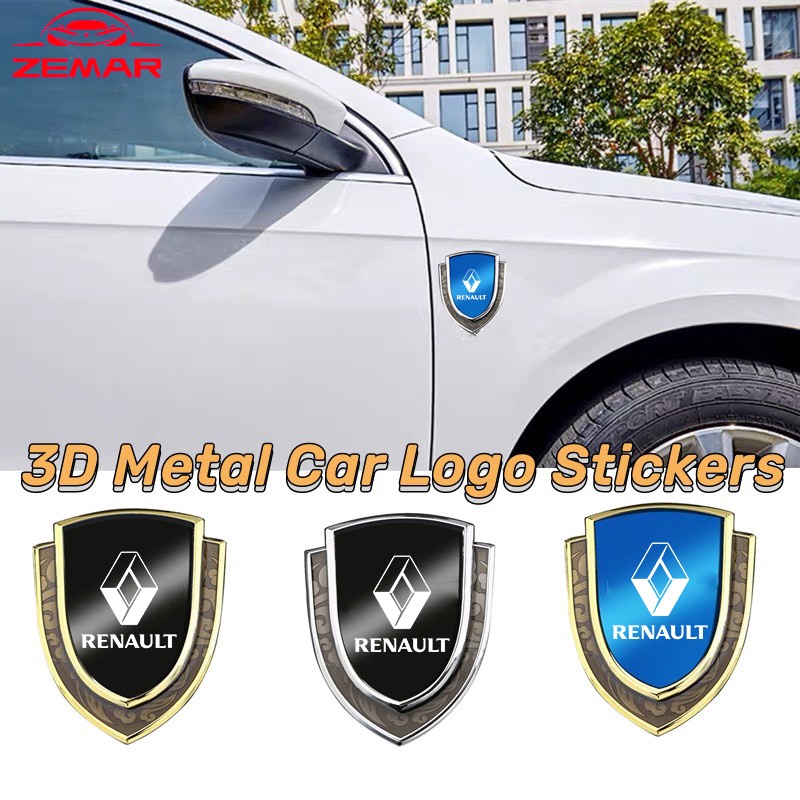 Renault 3D Laser Impresso A Logotipo Do Carro Da Porta Lateral Autocolantes De Metal Emblema Janela Applique Para ZOE Clio Fluence Duster Megane 2 Sandero Kwid Logan Captur Scenic Kiger Koleos