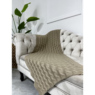 Peseira Manta Trança Sala Cama Solteiro Sofá Tricot 160x60cm