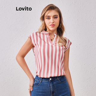Lovito Blusa Casual Listrada Recortada Para Mulheres LBL07003
