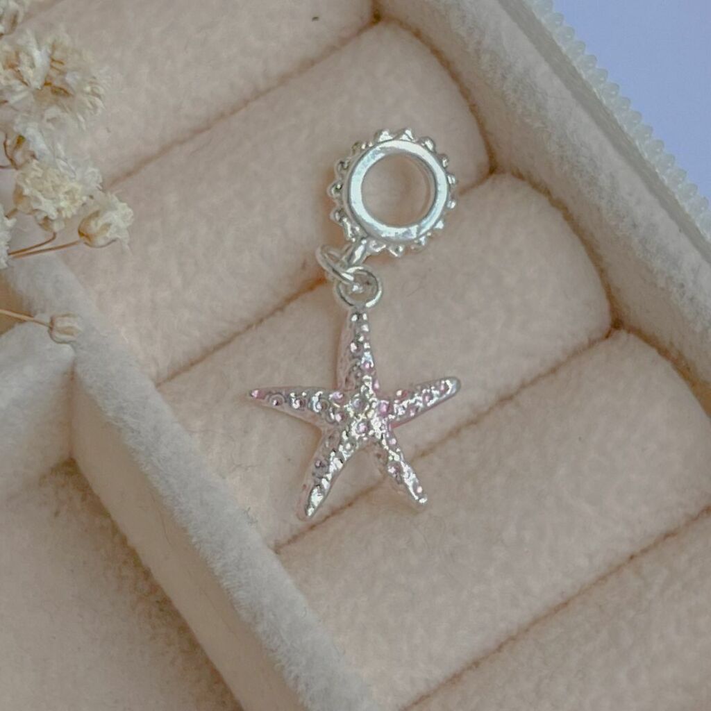 Berloque Estrela do Mar Rosa a prata 925  Life charm