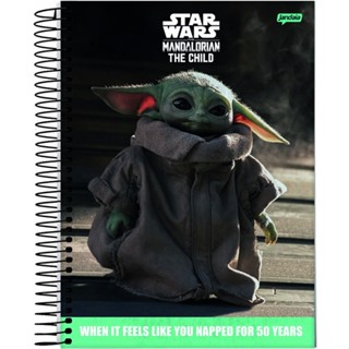 Kit 2 Cadernos Star Wars Baby Yoda Cute 50 years 1 Mat 80 Fl