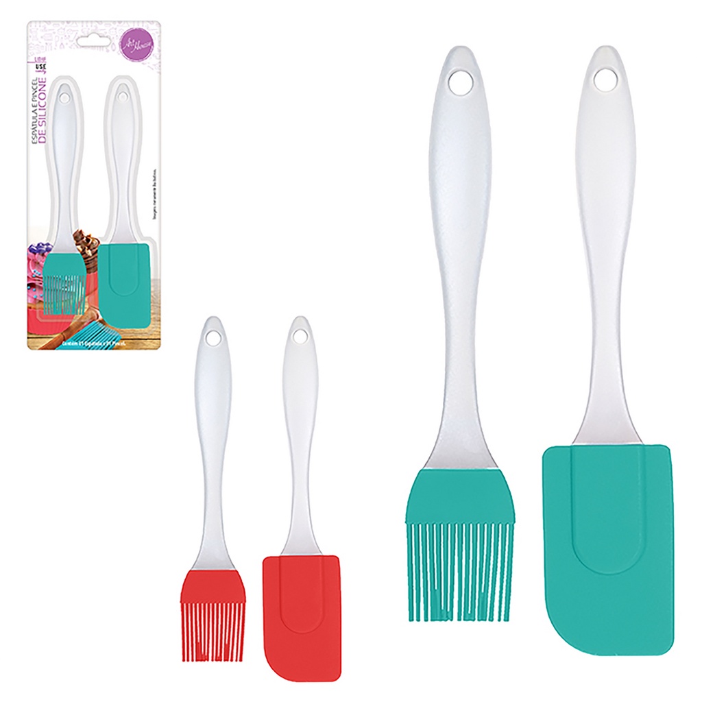 Kit Espátula E Pincel Silicone Utensílio Cozinha Confeitaria
