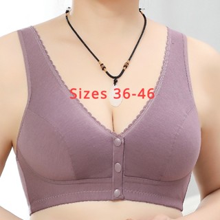 Venda A Quente De Roupa Íntima Com Fivela Frontal De Renda Pequena Em Tamanhos 36-46 , Sutiã Confortável Estilo Colete De Algodão Macio Feminino Para Meia-Idade E Idosos , Tamanho Grande Sem Anel De Aço