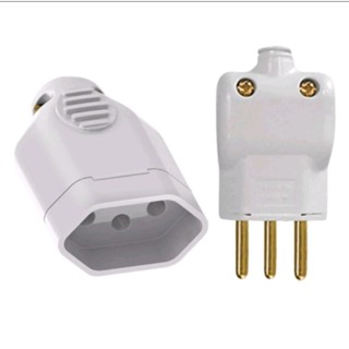 Kit Plug Junçâo Eletrica para Extensao Tomada 1 Pino Prensa Cabo 3 pinos 10A 250v + Femea 3 pinos 10A Bipolar Ilumi