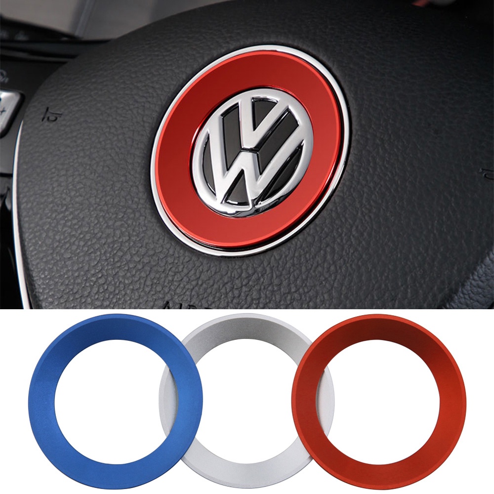 Para Volkswagen Gol Saveiro Voyage VW Fox Amarok Polo Jetta Virtus Up T-Cross Golf Tiguan Volante De Carro Emblema De Decoração Adesivo De Cobertura Do Anel