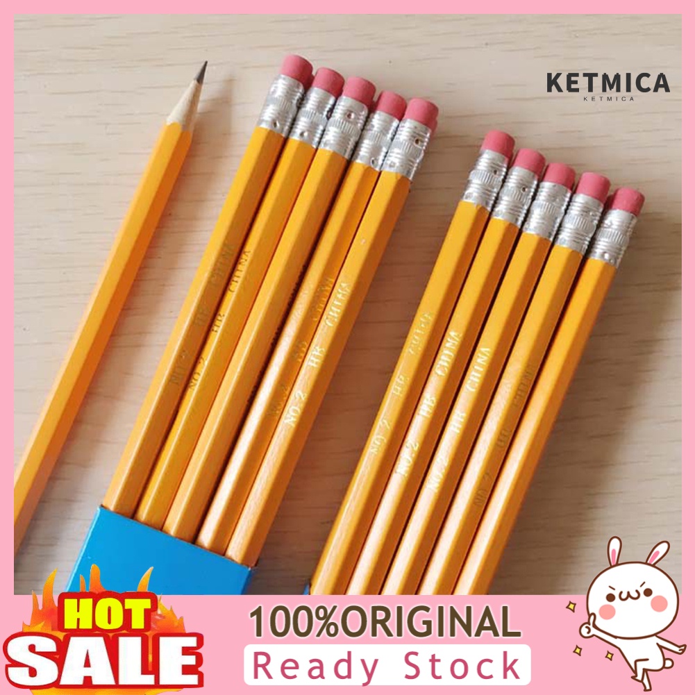 [KTI] 10Pcs Estudantes Lápis HB Com Borracha Para Crianças Material Escolar Papelaria em Oferta na Shopee