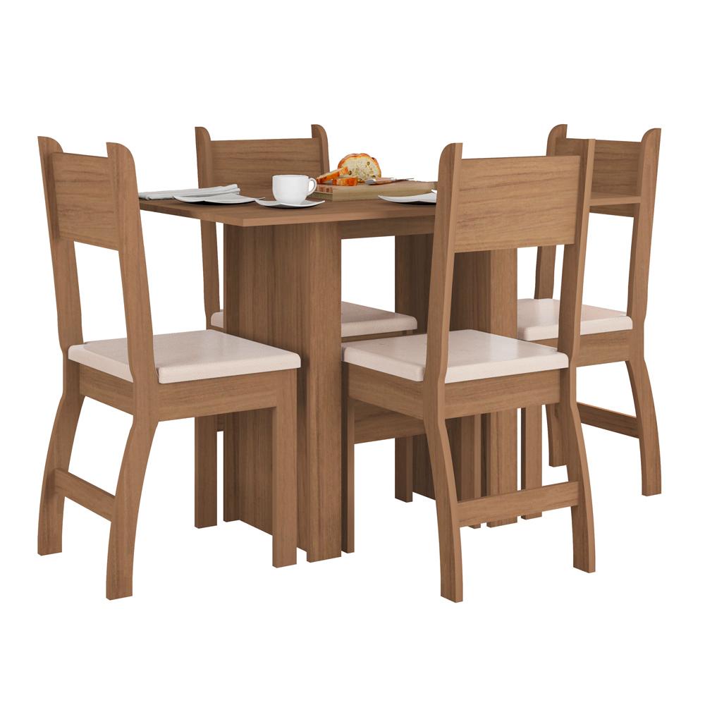 Conjunto Sala De Jantar Mesa Com 4 Cadeiras Milano Poliman - Home & Living