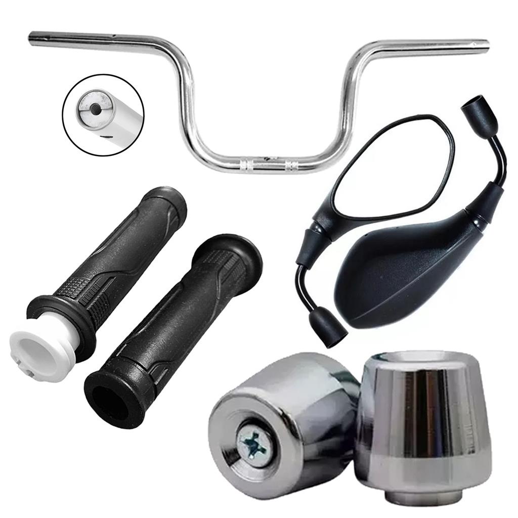 Guidao Cargo 150 160 Manopla Roldana e Peso Pezinho Pcx Preto e Cromado + Par Retrovisores Bmw F800