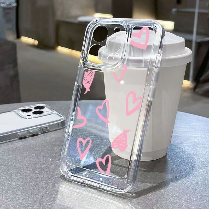 Capa De Celular Rosa Amor Coração Branco Expressão Para Samsung Galaxy A54 5G A05 A05S A34 A14 A55 A52 A52S A53 A73 A33 A72 A23 5G A13 A32 A51 A71 4G Espacial À Prova De Choque