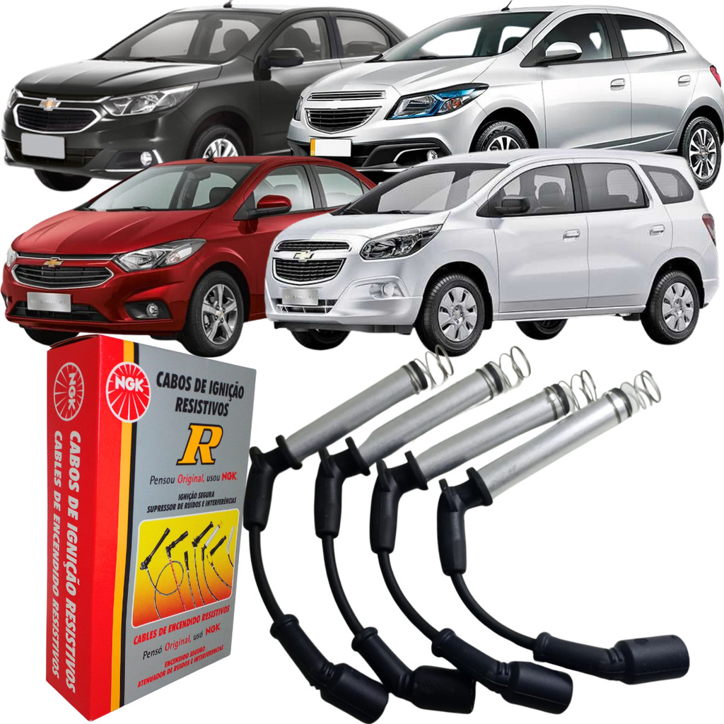 Jogo Cabos de Velas Cobalt Onix Prisma Spin NGK em Oferta na Shopee