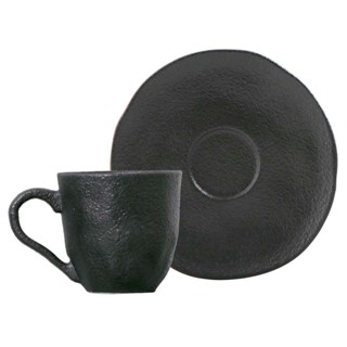 Porto Brasil Conjunto Com 6 Xícaras De Café Com Pires Orgânico Preto Matte 120Ml em Oferta na Shopee